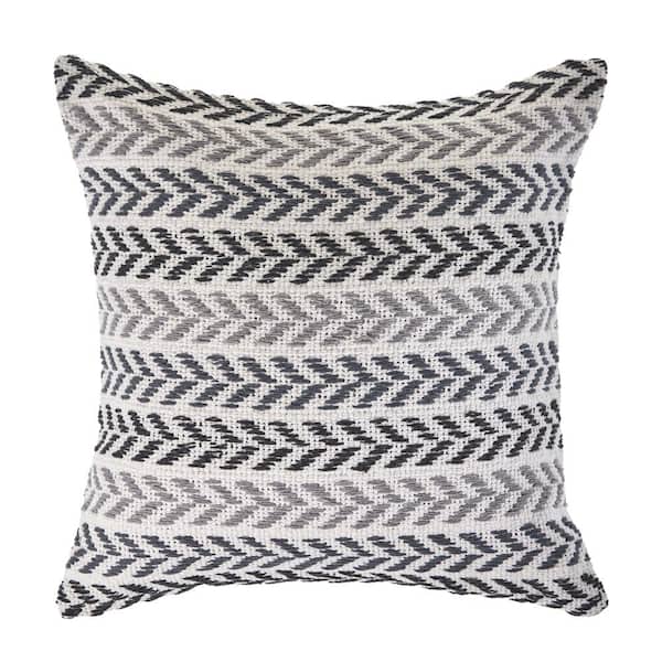 Unbranded Adina Chevron 18 in. Gray and Black Standard Indoor Throw Pillow Hint