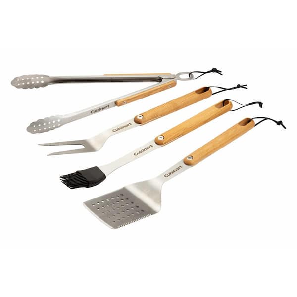 Cuisinart Premium Wood-Handled Grill Tools, 10 Piece Set, Grill Tools