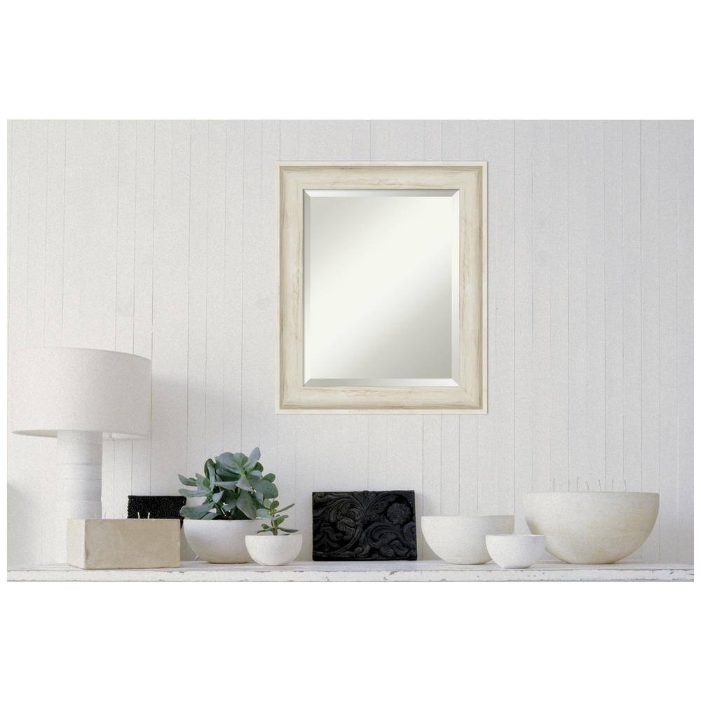 Cream Wood Framed Rectangular Bathroom Vanity Mirror
