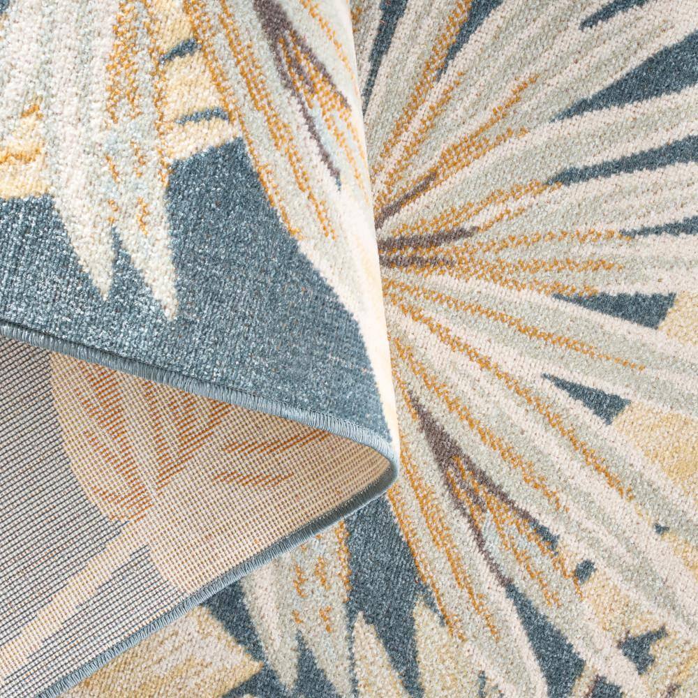 Abaco Dark Blue and Multicolor Synthetic Floral Area Rug 5' x 7'