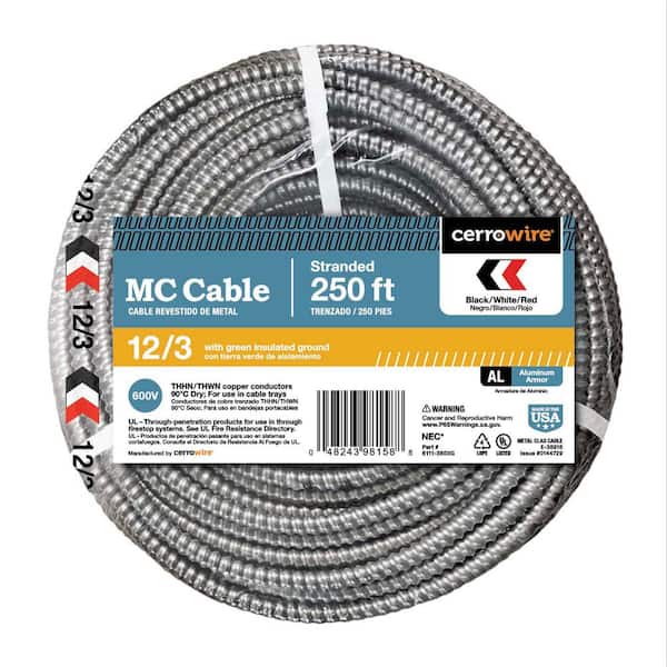 250 ft. 12/3 Stranded Copper MC (Metal Clad) Aluminum Armor Cable