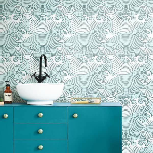 28.29 sq. ft. Asian Waves Peel and Stick Wallpaper