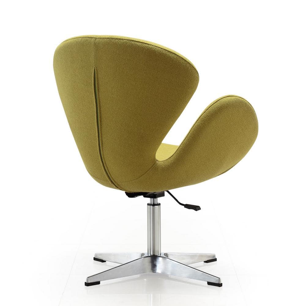 Sage Green Wool Blend Swivel Accent Chair with Chrome Base