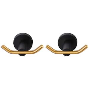 Knob-Hook Double Robe/Towel Hook in Gold and Black (2-Pieces)