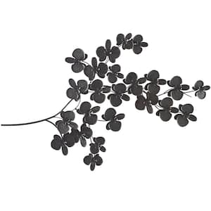 36 in. x  60 in. Metal Black Orchid Floral Wall Decor with Stem