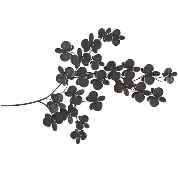 CosmoLiving by Cosmopolitan 36 in. x  60 in. Metal Black Orchid Floral Wall Decor with Stem