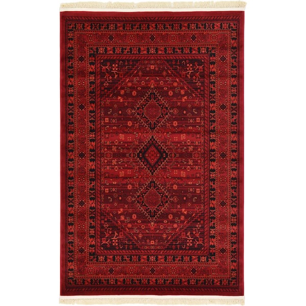 Unique Loom Tekke Lincoln Red 4' 0 x 6' 0 Area Rug