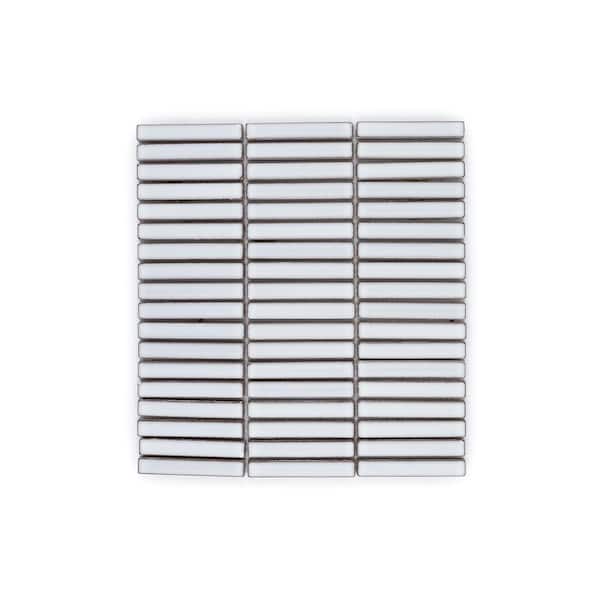 Century Kloud Off-White 12.5 in. x 11.625 in. Stack Matte Ceramic Wall and Floor Mosaic Tile (10 sq. ft. /Case)