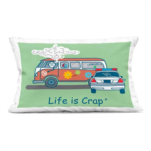 Stupell Industries Caught Van Smoking Green Print Polyester 14 in. x 20 in. Throw Pillow