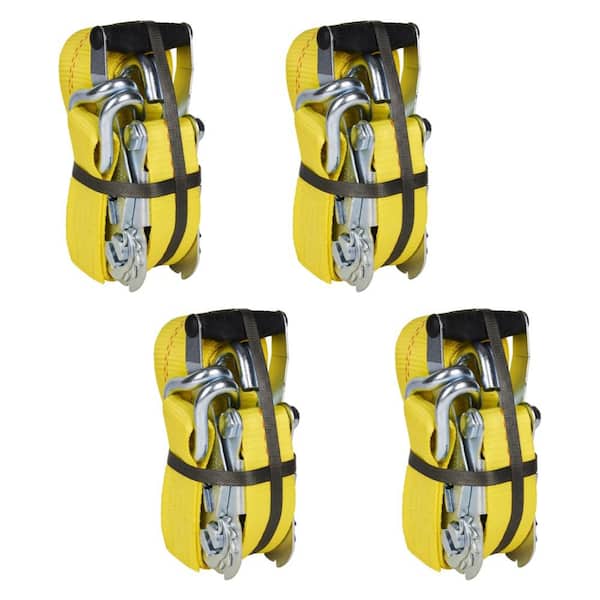 2 in. x 16 ft. 3333 lbs. Heavy-Duty Ratchet Tie Down Strap (4-Pack)