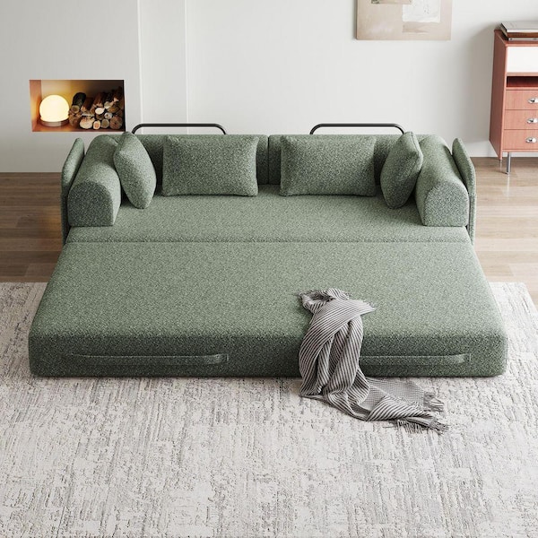 POLKA　ソファ　　BK/BR/IV/RD 78.7 in Wide Round Arm Chenille Rectangle Reclining Sofa in Green