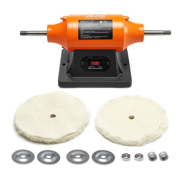 3/4HP Bench Buffer Polisher, 8-in. Corded Bench Polishing Buffing Machine, 3450RPM Single Speed, Wheels & Cast Iron Base