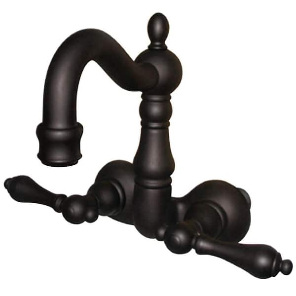 Kingston Brass Vintage 2 Handle Wall Mount Clawfoot Tub Faucets In Oil Rubbed Bronze Hcc1071t5