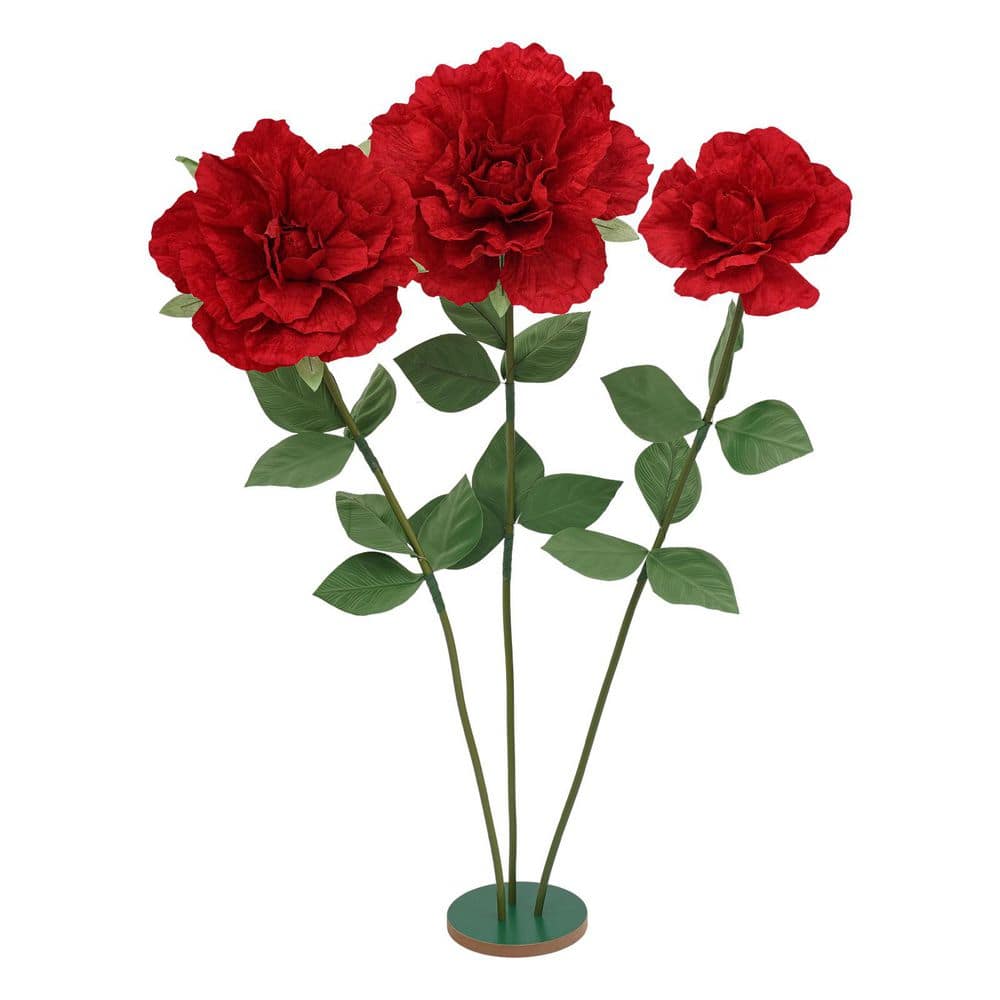 55 in. Red Indoor/Outdoor Artificial Rose Flower for Wedding Party Decorations price history on PriceWatchPro