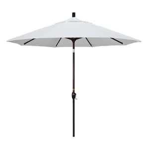 9 ft. Bronze Aluminum Pole Market Aluminum Ribs Push Tilt Crank Lift Patio Umbrella in Natural Sunbrella