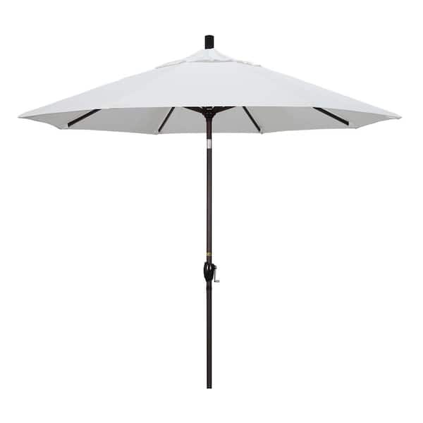 California Umbrella 9 ft. Bronze Aluminum Pole Market Aluminum Ribs Push Tilt Crank Lift Patio Umbrella in Natural Sunbrella