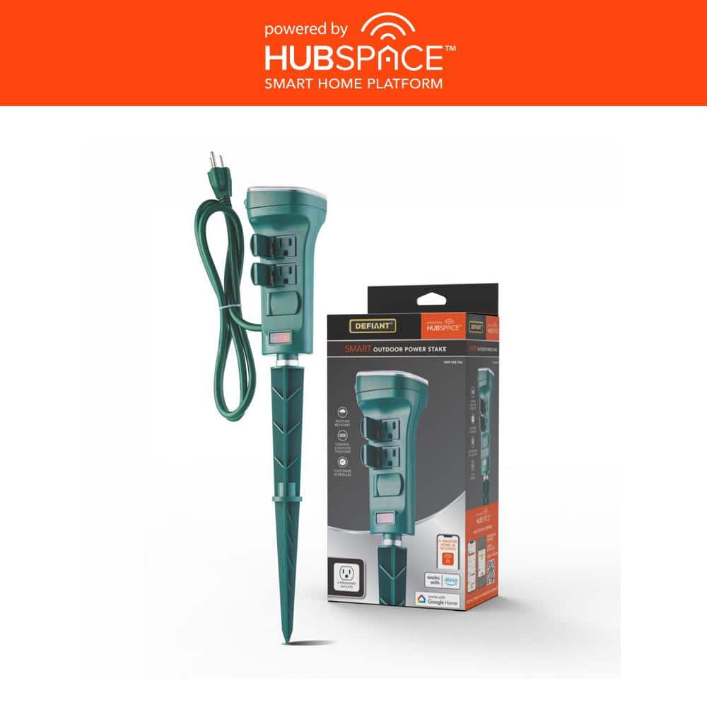 Defiant Smart Outdoor 4 ft. 6-Outlet Power Stake Timer Powered by Hubspace LH-7-1-4FT