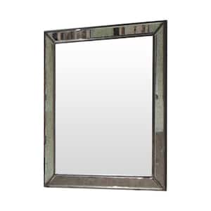 Thea 42 in. W x 36 in. H Wood Gray Brown Antique Wall Mirror