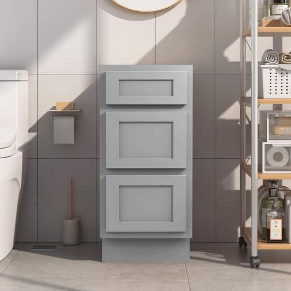 Vanity Art 15 in. W x 21 in. D x 32.5 in. H 3-Drawers Bath Vanity Cabinet Only in Gray