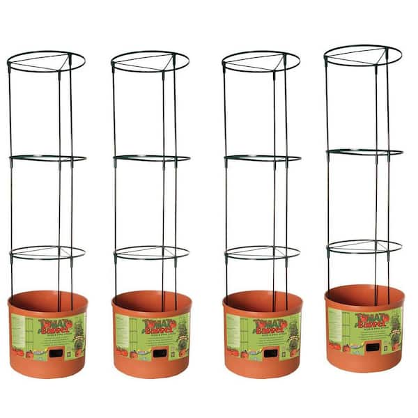 Hydrofarm Tomato Barrel Garden Planting System with 4 Ft. Trellis Tower (4 Pack)