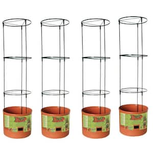 Tomato Barrel Garden Planting System with 4 Ft. Trellis Tower (4 Pack)