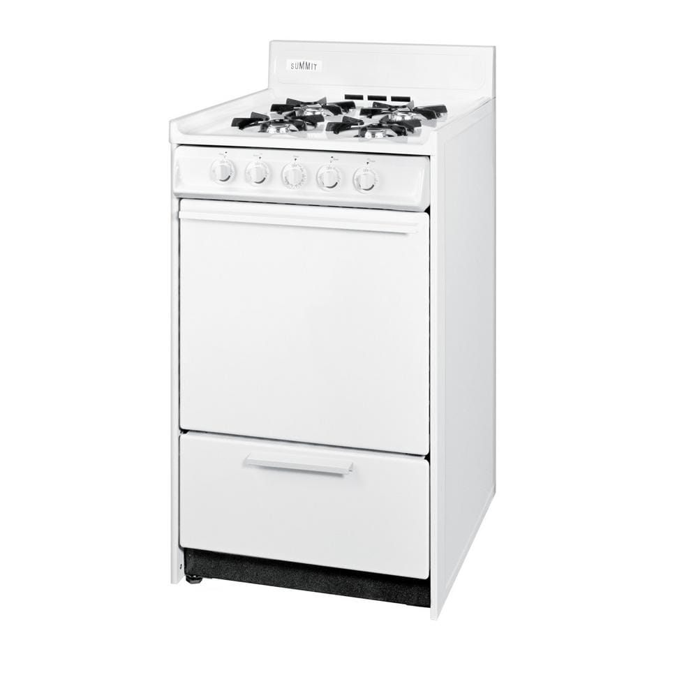 Summit 20" White Porcelain LP Gas Range with Battery Start