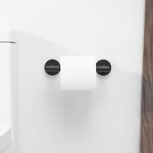 Double Post Pivoting Wall Mounted Towel Bar Toilet Paper Holder in Matte Black