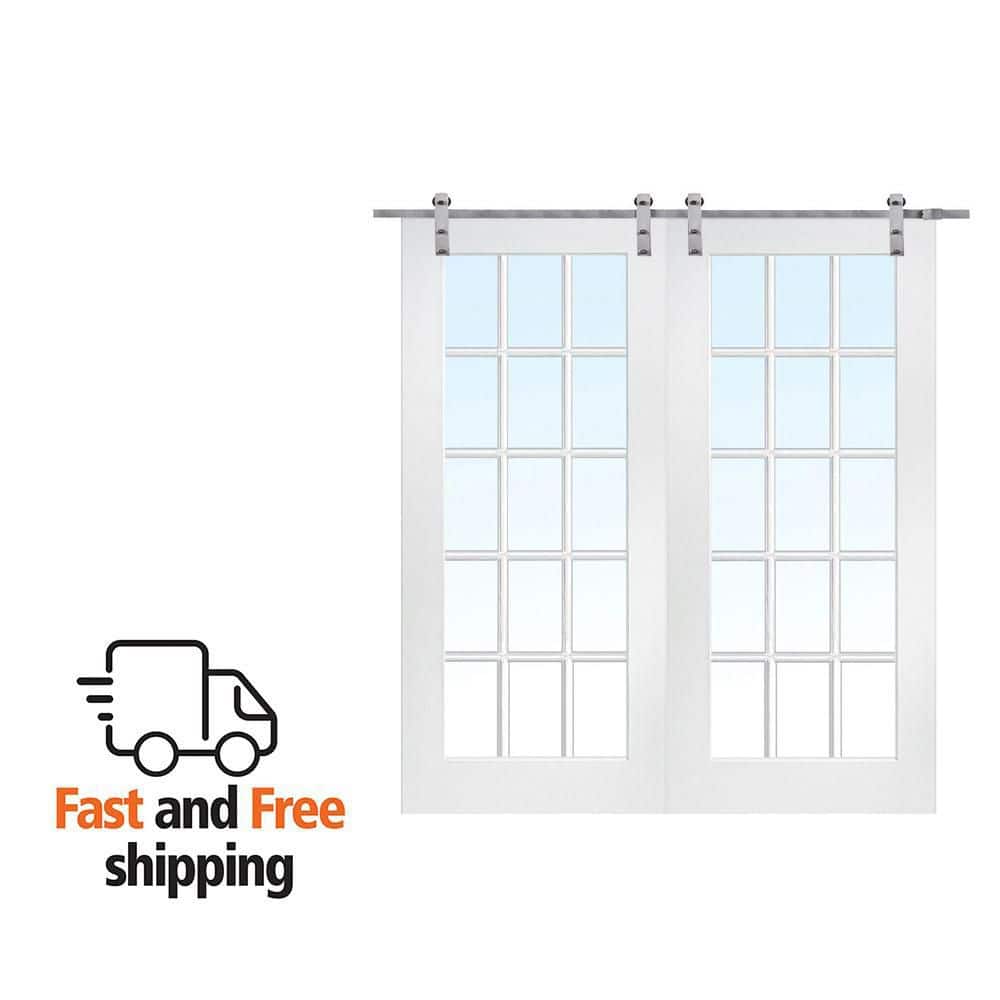 MMI DOOR 72 in. x 80 in. 15-Lite Clear Glass Primed Composite