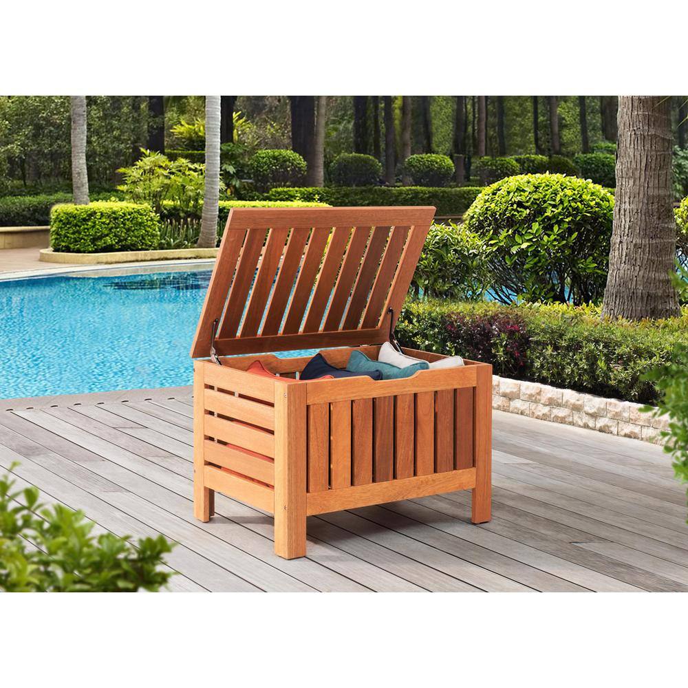 Hampton Bay Outdoor Wood Deck Box with Inner Storage Bag 110208019
