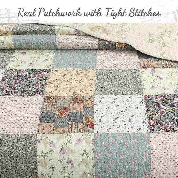 thumbnail image 2 of SPRING HOME 3-Piece King Size Printed Patchwork Quilt Set - Navy Floral Floral Stripe 2 of 5