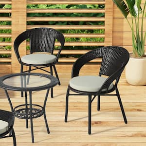 FadingFree (Set of 4) 16 in. Round Outdoor Patio Circle Dining Chair Seat Cushions in Beige