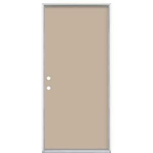 36 in. x 80 in. Flush Right-Hand Inswing Canyon View Painted Steel Prehung Front Door No Brickmold in Vinyl Frame