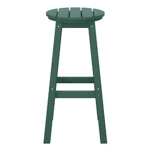 Laguna 29 in. HDPE Plastic All Weather Backless Round Seat Bar Height Outdoor Bar Stool in, Dark Green