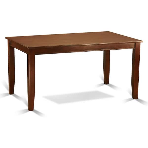 East West Furniture 7-Piece Mahogany Finish Solid Wood Top Dining Table with 6 Chairs with Lattice Back