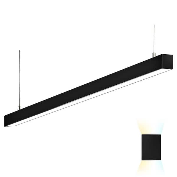 8 ft. 100-Watt 11500lm Integrated LED Black Linear Light 3000K-6500K Hanging Office Shop Light