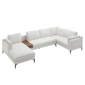 103.5 in. W Modular 2-Piece U Shape Linen Modern Sectional Sofa in. White