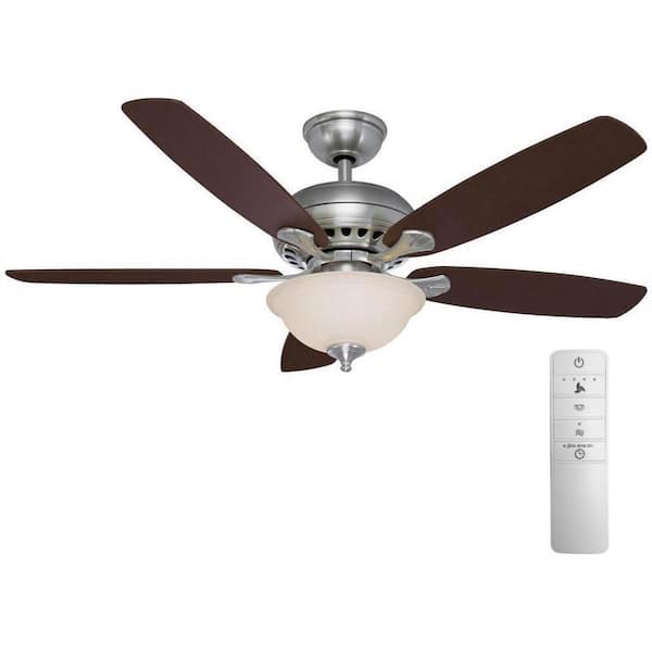 Hampton Bay Southwind 52 in. LED Indoor Brushed Nickel Smart Ceiling Fan with Light Kit, Remote Control and WINK Remote Control