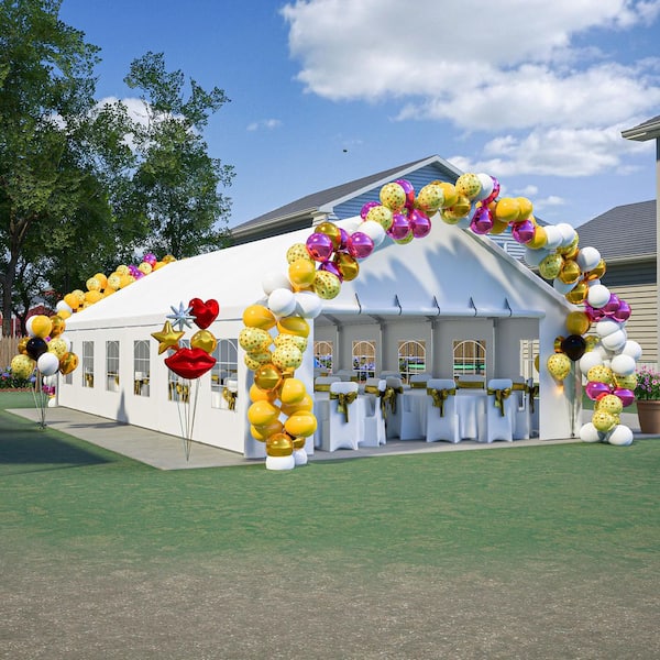 20 ft. x 40 ft. White Heavy Duty Party Tent Large Wedding Event Shelters with 3 Carry Bags & Removable Sidewalls