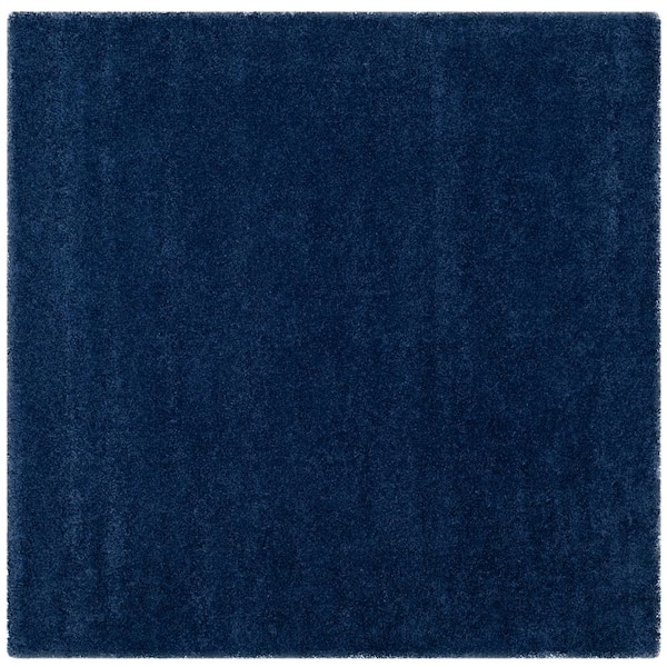 SAFAVIEH Milan Shag Navy 3 ft. x 3 ft. Solid Flokati Square Area Rug