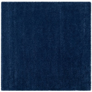 Milan Shag 7 ft. x 7 ft. Navy Square Solid Area Rug