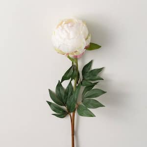 28 in. Artificial White Peony Flower Stem