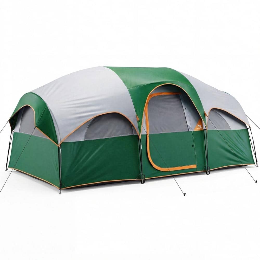Outdoor 9 ft. x 14 ft. Green 8-Person Pop-up Camping Tent, Multi-Directional Ventilation, Waterproof & Windproof price history on PriceWatchPro