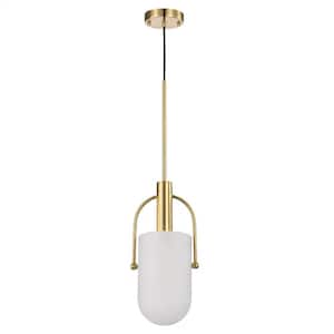 Palmella 7.5 in. 1-Light Indoor Brass Finish Pendant Light with Light Kit
