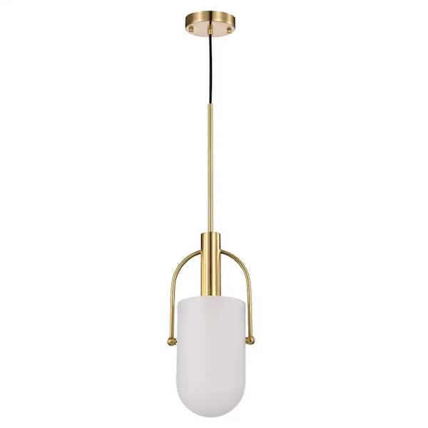 Warehouse of Tiffany Palmella 7.5 in. 1-Light Indoor Brass Finish Pendant Light with Light Kit