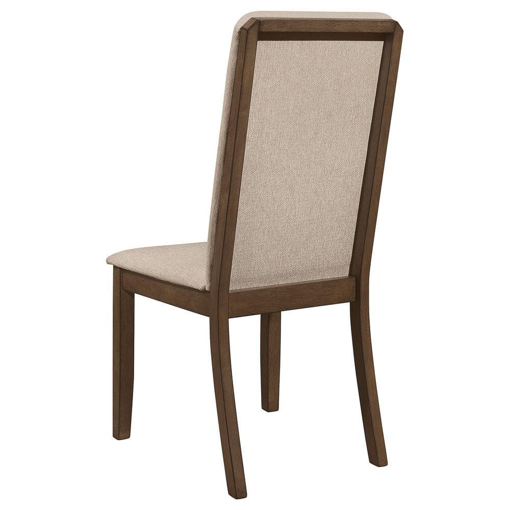 Cream Upholstered High Back Wooden Side Chairs, Set of 2