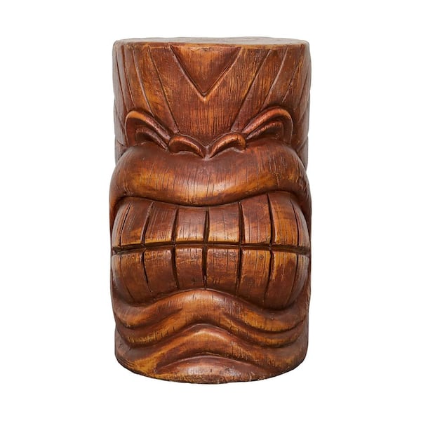 Watnature 19.6 in. H Concrete Tiki Statue -The Grand Tiki Face Kanaloa Teeth Indoor Outdoor Side Table Statue Garden, House Decor