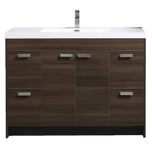 Lugano 48 in. W x 19 in. D x 36 in. H Single Bath Vanity in Gray Oak with White Acrylic Top and White Integrated Sink