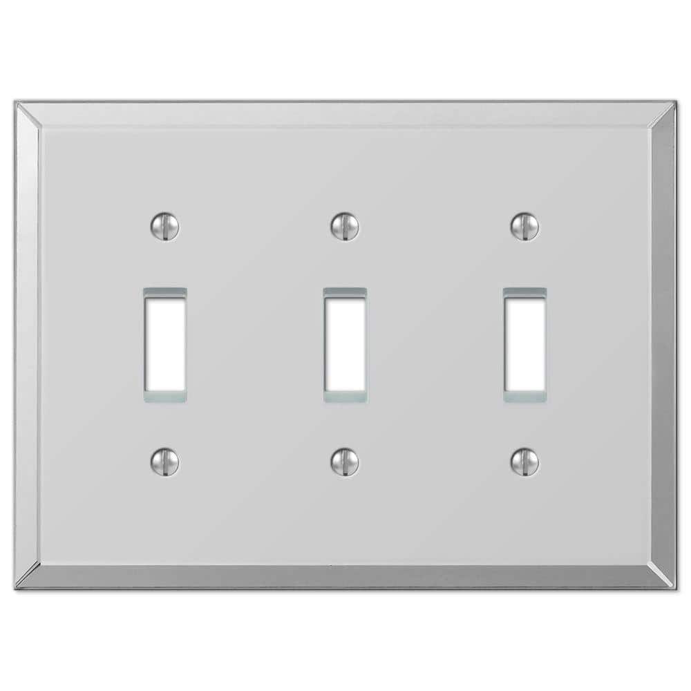 Clear Acrylic 3 Toggle Wall Plate with Polished Mirror Finish