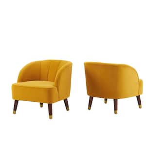 Heras New Velvet Orange Modern Barrel Club Chair (2-Pack)