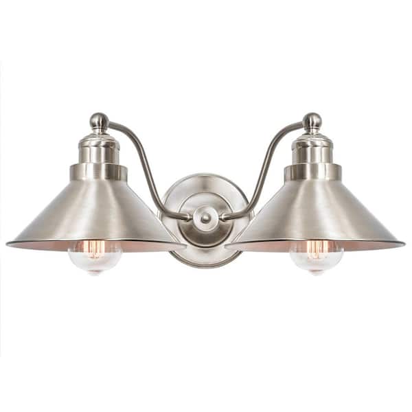 Kira Home Welton 60-Watt Brushed Nickel Industrial Wall Sconce with Brushed Nickel Shade, No Bulb Included
